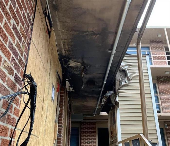 Building Walkway with Fire Damage 